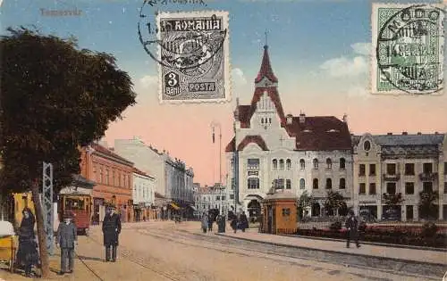 L092 Rumänien Timisoara Temesvar Straßenbahn Vintage Postkarte