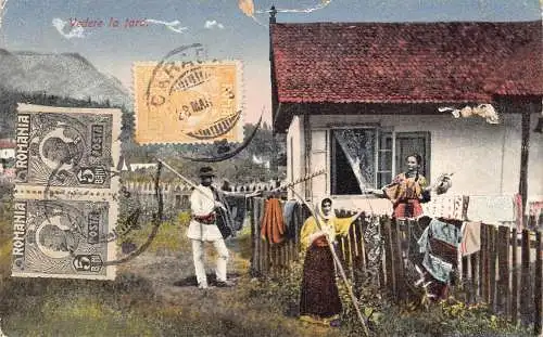 L092 Rumänien 1923 Landleben Volks Tracht Vintage Postkarte