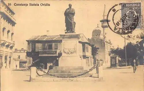 L092 Rumänien 1929 Constanta Ovidiu Statue Bank Vintage Postkarte