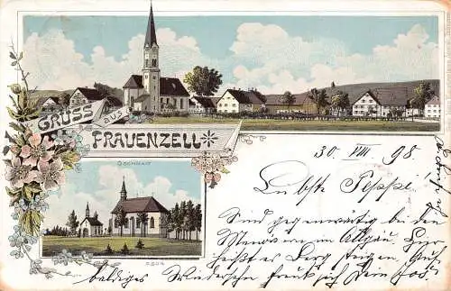 L036 Deutschland 1898 Gruss aus Frauenzell Litho Vintage Postkarte