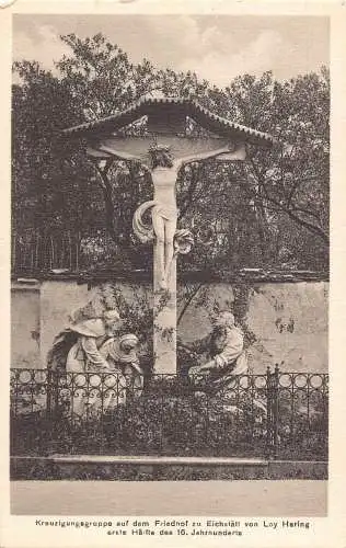 L216 Deutschland Kreuzigungsgruppe Friedhof zu Eichstätt Kreuz Statuen Postkarte