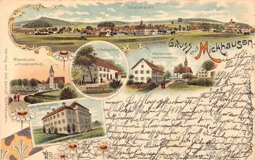 L036 Deutschland 1900 Gruss aus Mickhausen Litho Vintage Postkarte