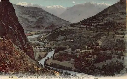 A097 Frankreich 1908 Vallee d'Argeles Tal Fluss Blick von Standseilbahn Postkarte