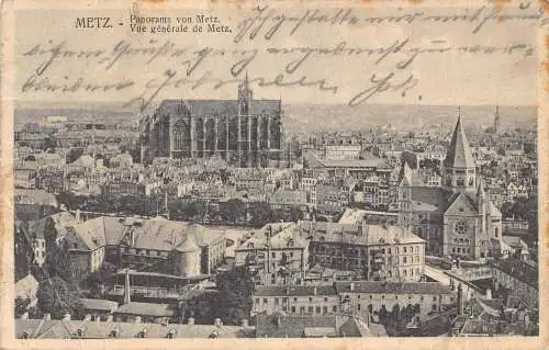 A097 Frankreich 1911 Gesamtansicht der Kathedrale von Metz Vintage Postkarte