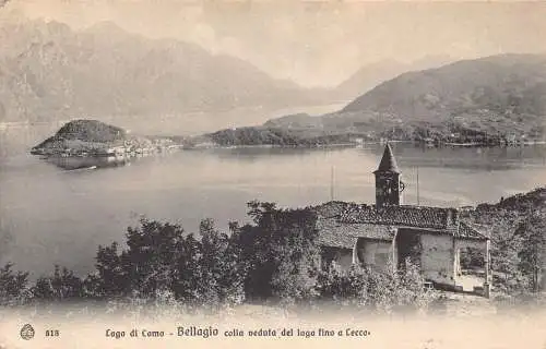 A098 Italien 1912 Lago di Como See Bellagio Lecco Ruinen Vintage Postkarte