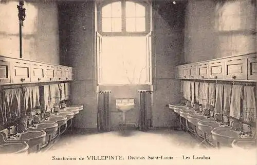 A097 Frankreich Sanatorium von Villepinte Les Lavabos Toiletten Waschbecken Postkarte