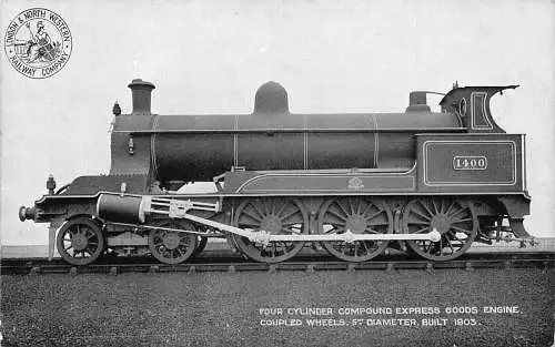 L372 Zug Lokomotive LNWR Linie 4 Zylinder Compound Express Gütermotor Postkarte