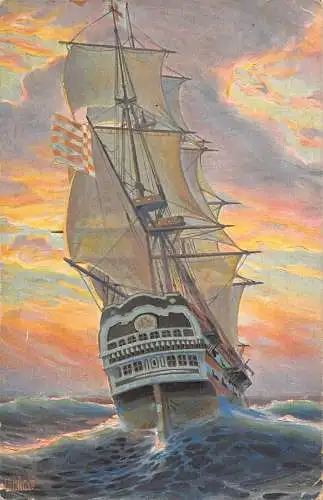 L369 Schiff 1919 Bremisches Vollschiff Mercur Anfang 19 Jh signiert Chr Rave Postkarte