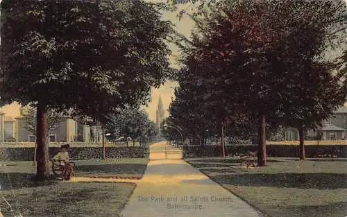 L368 England 1908 Park, All Saints Kirchenbänke Babbacombe Vintage Postkarte