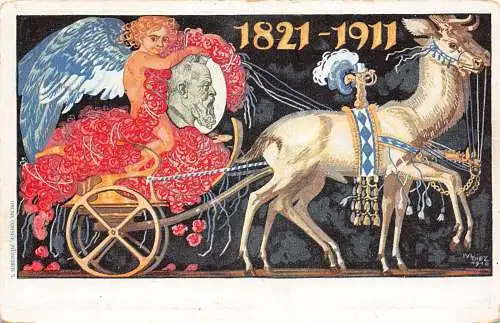Deutschland Bayern 1911 Prinz Liutpold 90.Geburt alegorischer Wagen Blumen Postkarte