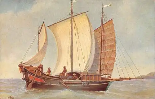 L369 Schiffstransportschiff von der Insel Malakka signierte Ch Rave Postkarte