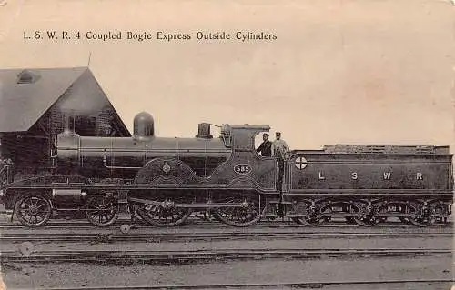 L372 Dampfzug LSWR 4 gekoppelte Drehgestell-Express Außenzylinder Postkarte