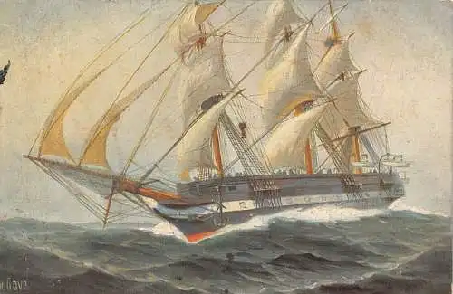 L369 Schiff SM Segelfregatte Niobe 1849 Vintage Postkarte