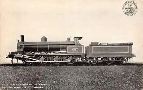 L372 Dampflokomotive LNWR 4 Zylinder Verbund Kohle Lok 1901 Postkarte