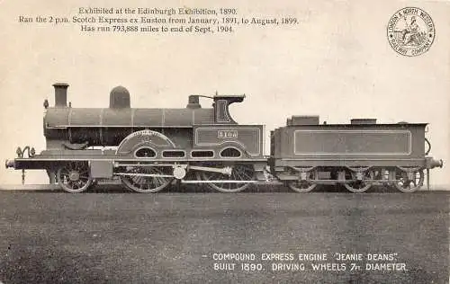L372 Dampflokomotive LNWR Jeanine Deans 1890 Edinburg Ausstellungspostkarte