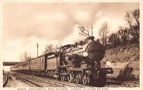 L372 Steam Train Down Continental Boat Express London nach Dover Postkarte