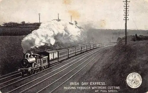 L372 Dampfzug LNWR Irish Day Express vorbei an Whitmore Vollgeschwindigkeitspostkarte