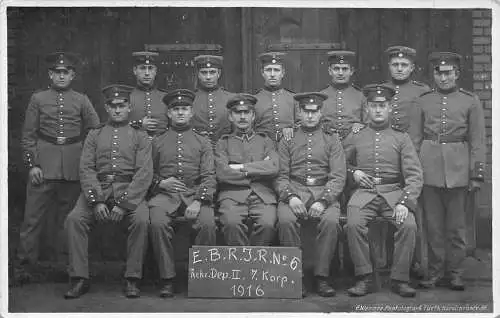 L036 Deutschland 1916 WWI EBRJRN 6 Rekr Dep II 7 K Soldaten Echtfoto Feldpostkarte