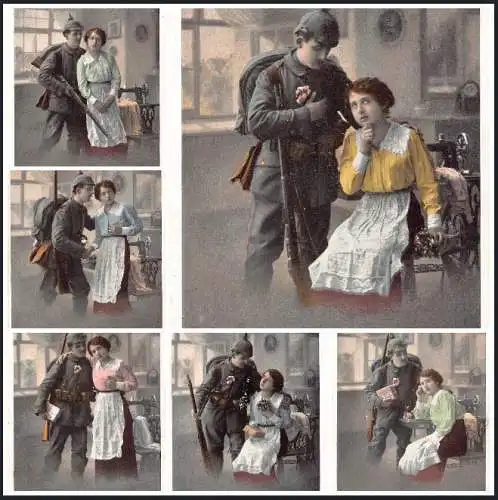 L105 Deutschland Militär 1. Weltkrieg 1916 Soldatenpaar 6er Set Feldpostkarten