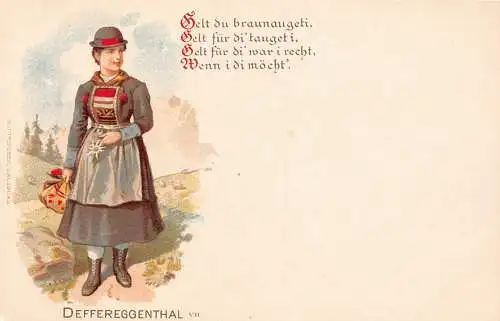 L106 Österreich Defereggental Tracht Chromolitho Postkarte