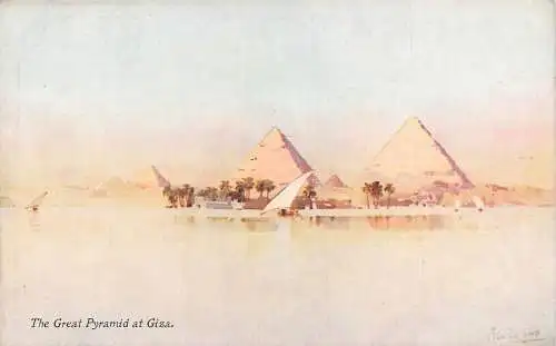 L382 Ägypten Die Großen Pyramiden von Gizeh Gemälde signiert Ella Du Cane Postkarte