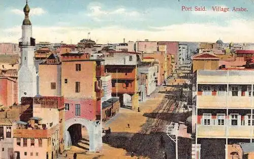 L382 Ägypten Port Said Village Arabe Panoramablick Straße Vintage Postkarte