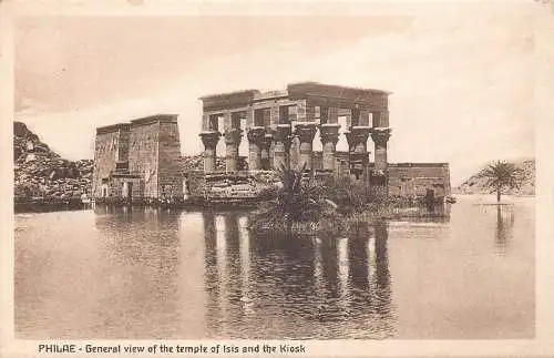 L383 Ägypten Philae Gesamtansicht des Isistempels und des Kiosks Vintage Postkarte