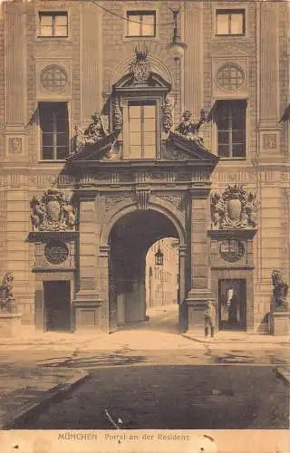 Deutschland München München Portal an der Residenztor Vintage Postkarte