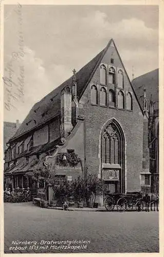 Deutschland 1937 Nürnberg Bratwurstgloecklein Restaurant Moritzkapelle Postkarte