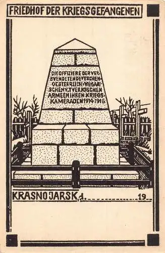 Russland Krasnojarsk Friedhof Kriegsgefangene Postkarte