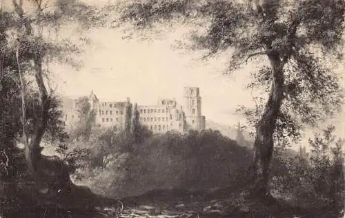 Deutschland 1921 Heidelberger Schloss aus Wald Kunst Vintage Postkarte