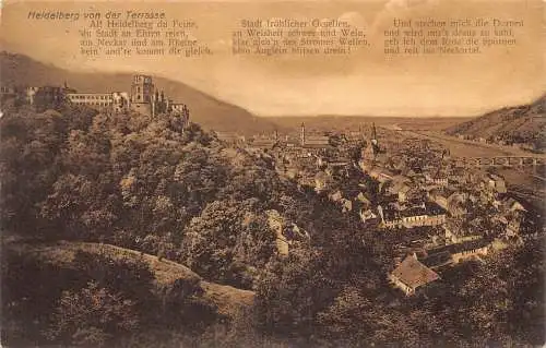 Deutschland Heidelberg von der Terrasse Gedicht 1909 alte Postkarte