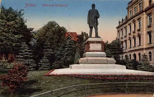 Deutschland Zittaul 1921 Bismarck Denkmal Vintage Postkarte