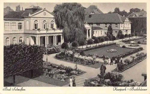 Deutschland Bad Salzuflen Kurpark Badehaeuser Bäder Vintage Postkarte