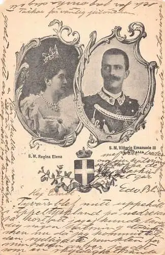 Italien König Viktor Emanuel III Königin Elena Vintage Postkarte