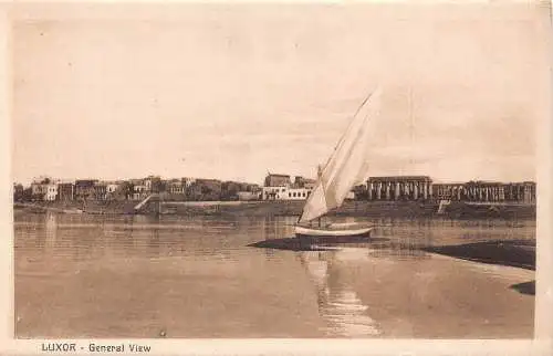 L383 Ägypten Luxor Panoramablick Segelboot Vintage Postkarte