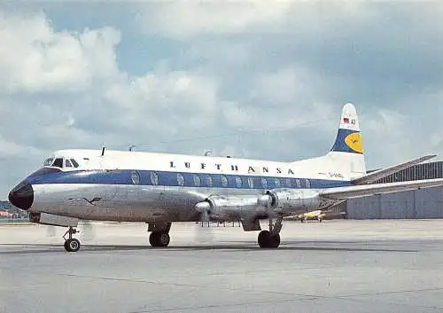 A159 Flugzeug Deutsche Lufthansa Airline Vickers Viscount 814 D-ANAD Postkarte