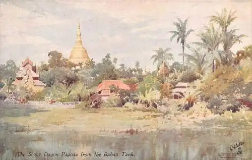 L255 Burma Myanmar Shwe Dagon Pagode aus der Baban Tank Postkarte