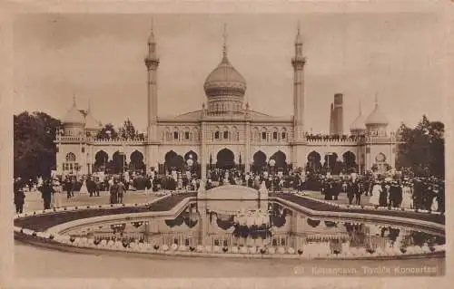 A148 Dänemark Kopenhagen Tivoli Koncertsaal Brunnen Vintage Postkarte