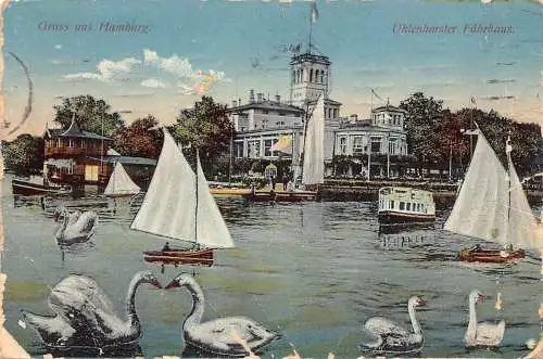 L022 Deutschland 1912 Gruss aus Hamburg Uhlenhorster Faehrhaus Vintage Postkarte