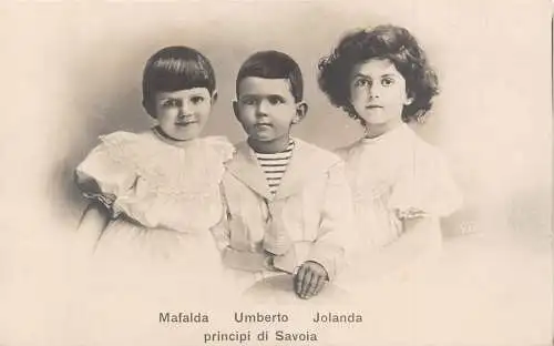 L039 Italien Mafalda Umberto Jolanda principi di Savoia Königtum Postkarte