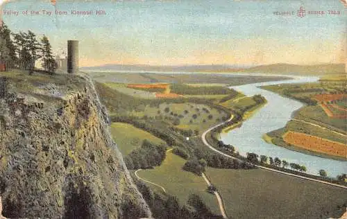 L238 Schottland Tal des Tay von Kinnoull Hill River Castle Vintage Postkarte