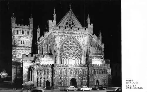 L237 England West Window Exeter Cathedral Cars Vintage Postkarte