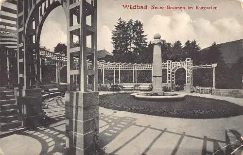 L210 Deutschland Wilbad Neuer Brunnen im Kurgarten Bäder Vintage Postkarte