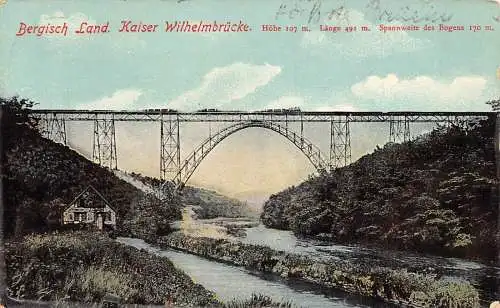 L210 Deutschland 1911 Bergisches Land Kaiser Wilhelm Brücke Züge Vintage Postkarte