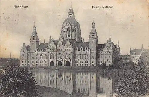 A139 Deutschland 1913 Hannover Neues Rathaus Rathaus Vintage Postkarte