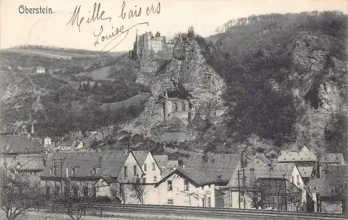 A139 Deutschland 1908 Oberstein Eisenbahn Zitadelle Vintage Postkarte