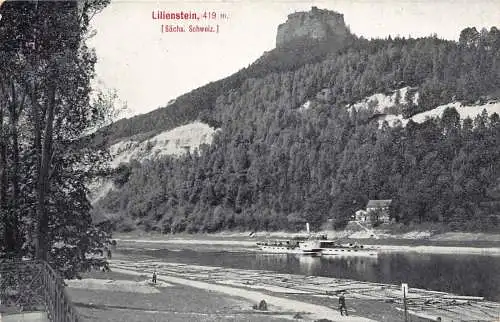 A138 Deutschland Lilienstein 419m Saechs Schweiz Dampfer Vintage Postkarte