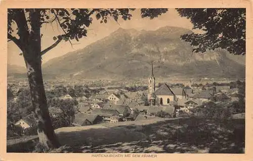 L210 Deutschland Partenkirchen mit dem Kramer Kirche Vintage Postkarte