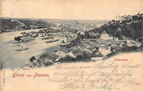 L209 Deutschland 1899 Gruss aus Passau Panorama Vintage Postkarte